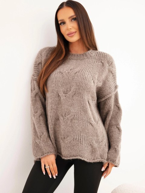Sweter damski o luźnym fasonie bez zapięcia fango