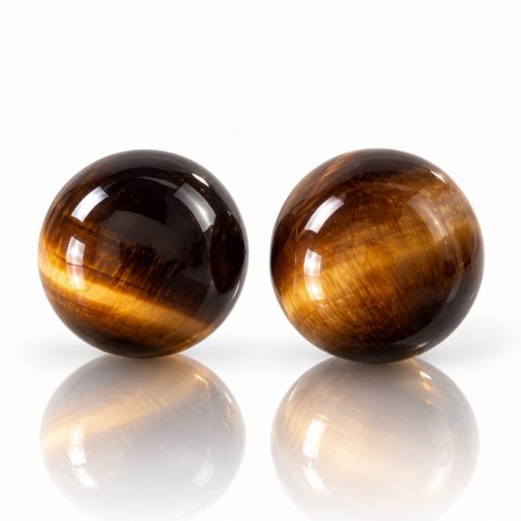 Kolczyki kulki TIGER STONE 12 mm w odcieniach brązu ze złocistymi pasmami
