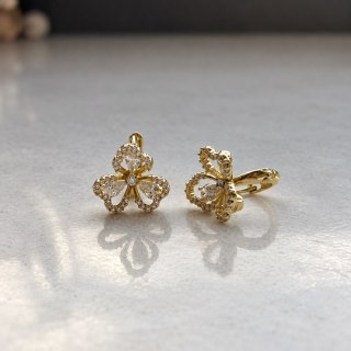 Kolczyki ze stali szlachetnej pozłacane 14k złotem, KWIAT cyrkonie KST3780