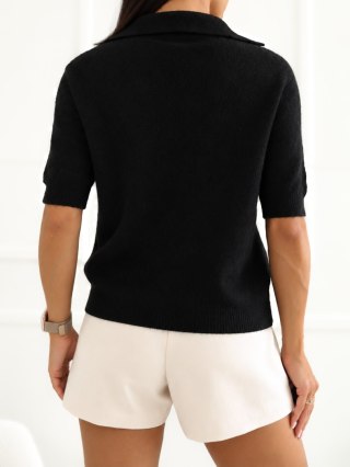Sweter polo damski czarny z baby alpaką ITALY MODA