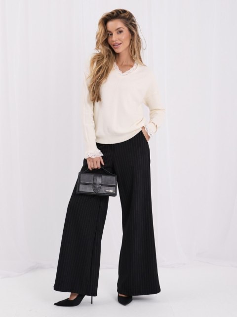 Sweter ecru z gipiurą ITALY MODA IR-SW-QF3051.02