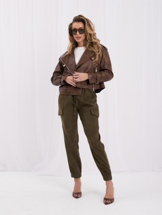 Khaki Damskie Bojówki Sztruksowe Ze Ściągaczami COZY SHELLS