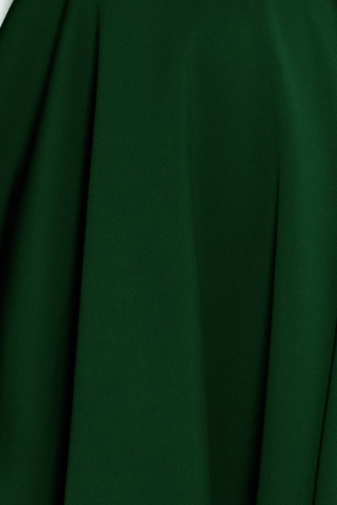 114-10 Rozkloszowana sukienka - dekolt w kształcie serca - ZIELEŃ BUTELKOWA - L