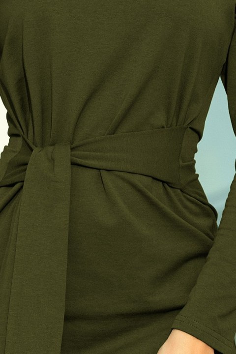 209-5 Sukienka z szerokim wiązanym PASKIEM - KHAKI - XXL 209-5 Sukienka z szerokim wiązanym PASKIEM - KHAKI - XXL