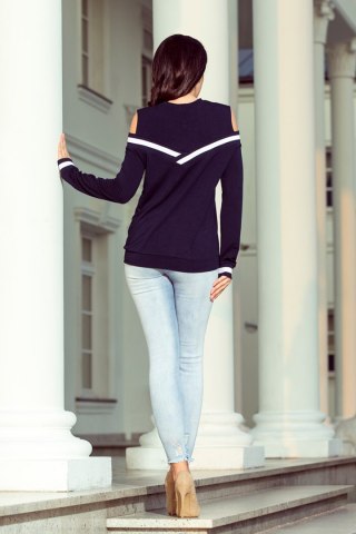 223-1 Wygodna bluza z odkrytymi ramionami i ściągaczem - GRANAT - XL