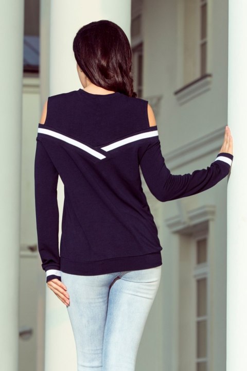 223-1 Wygodna bluza z odkrytymi ramionami i ściągaczem - GRANAT - XL 223-1 Wygodna bluza z odkrytymi ramionami i ściągaczem - GRANAT - XL