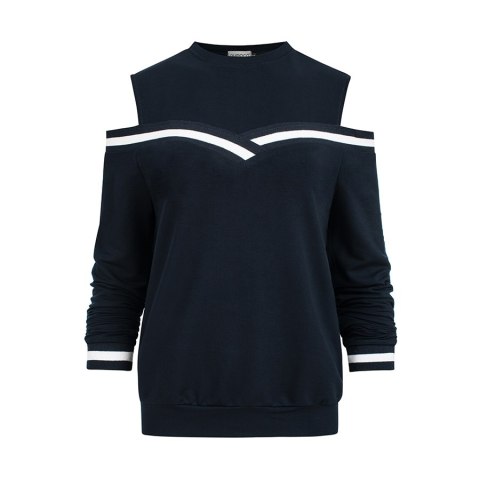 223-1 Wygodna bluza z odkrytymi ramionami i ściągaczem - GRANAT - XL 223-1 Wygodna bluza z odkrytymi ramionami i ściągaczem - GRANAT - XL
