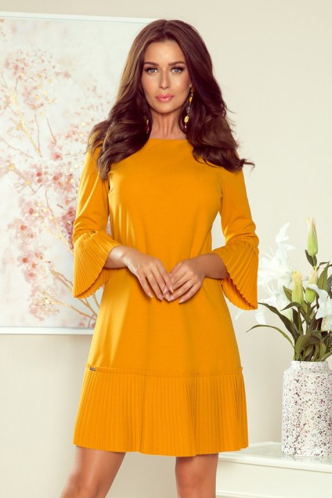 228-7 LUCY - plisowana wygodna sukienka - MUSZTARDA - M 228-7 LUCY - plisowana wygodna sukienka - MUSZTARDA - M