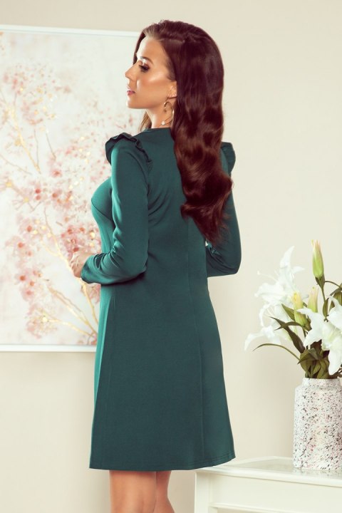 264-1 NELL Trapezowa sukienka z falbankami - ZIELONA - XXL