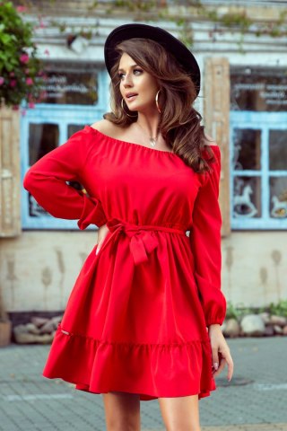 265-4 DAISY Sukienka z falbankami - CZERWONA - XXL