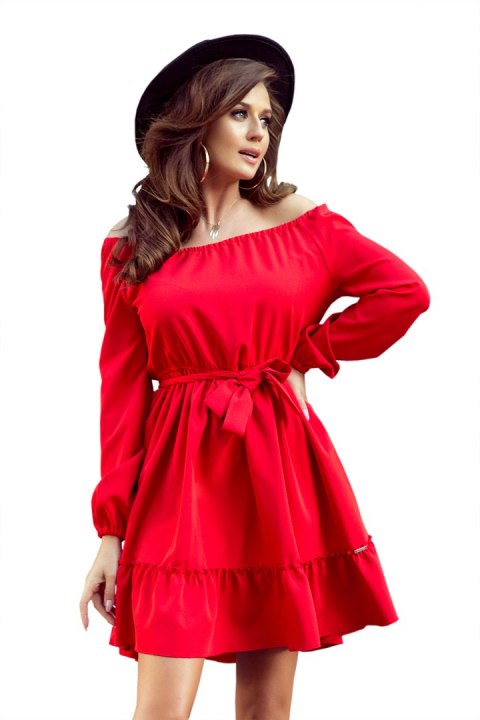 265-4 DAISY Sukienka z falbankami - CZERWONA - XXL 265-4 DAISY Sukienka z falbankami - CZERWONA - XXL