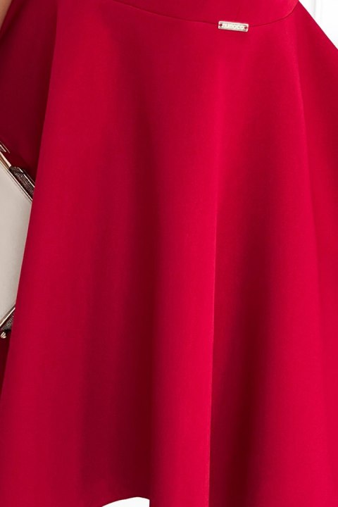 397-1 Elegancka sukienka z dłuższym tyłem - CZERWONA Z BROKATEM - XL 397-1 Elegancka sukienka z dłuższym tyłem - CZERWONA Z BROKATEM - XL